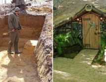 მხოლოდ ბუნებრივი მასალებით აშენებული სახლი შუა ტყეში 